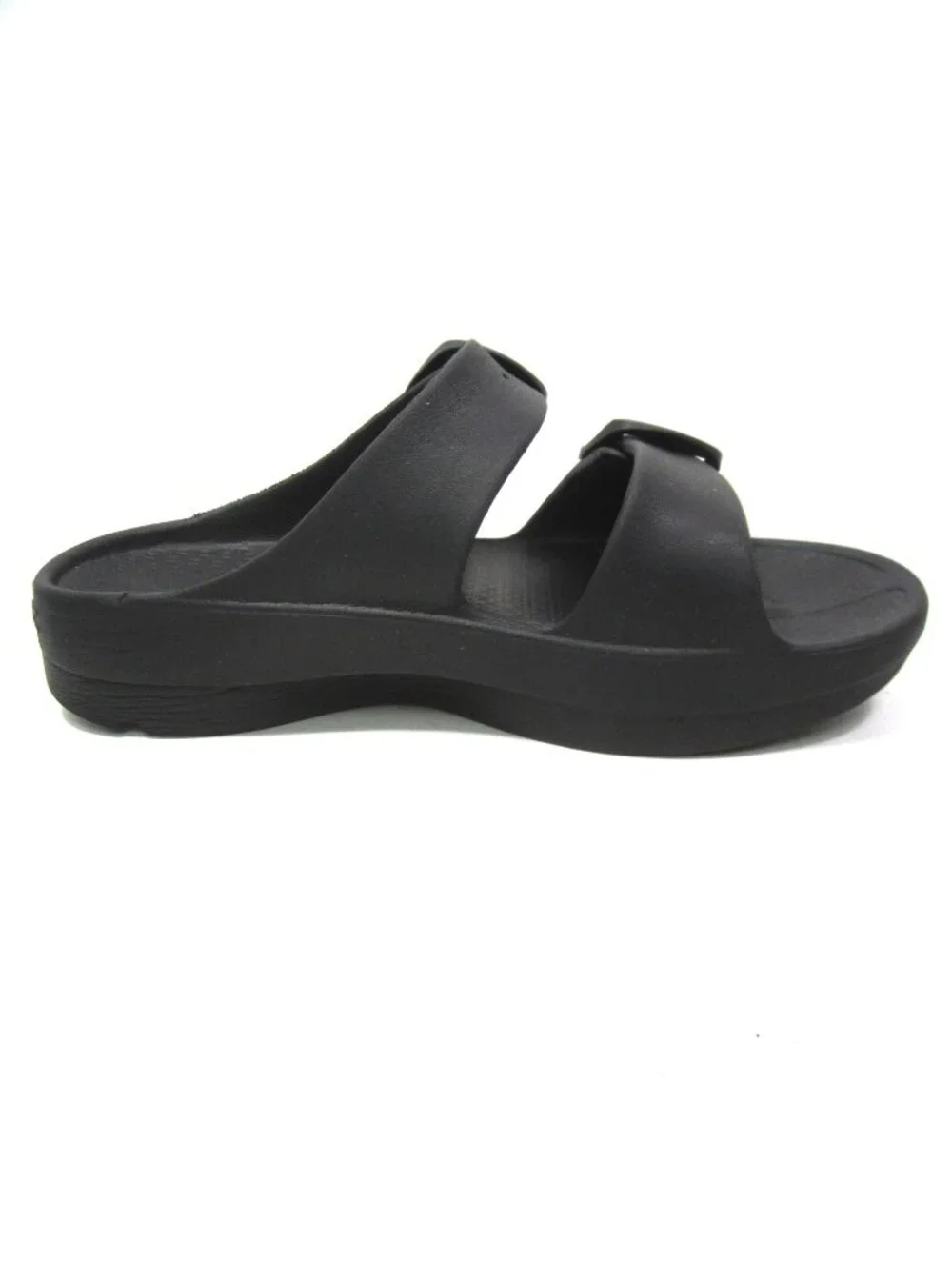Telic Womens M/L 10 Boise Bliss Black Adjustable Buckle Slide Recovery Sandals